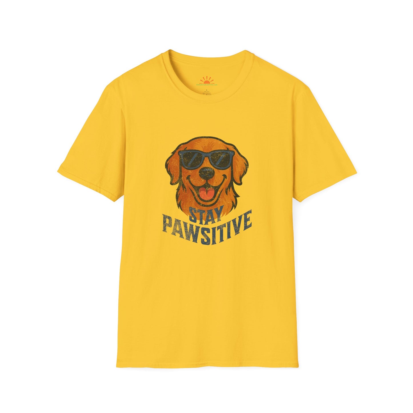 Stay Pawsitive Tee – Positive Vibes Funny Dog Graphic Shirt – Grunge Texture - Hello Sunshine Tees