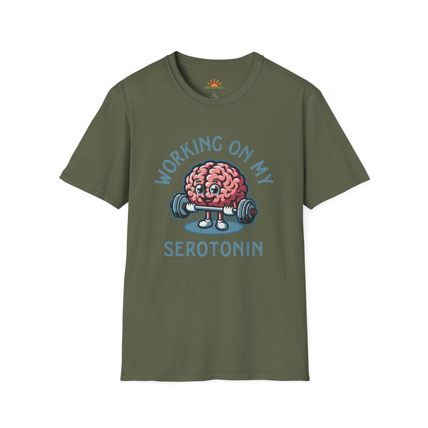 Serotonin Workout T-Shirt – Mental Health Fitness Tee – Grunge Texture - Hello Sunshine Tees