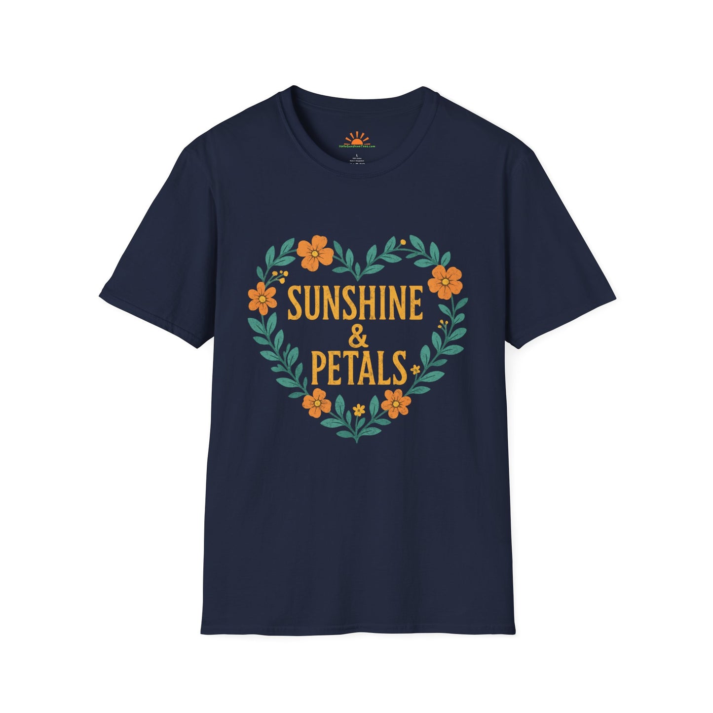 Sunshine & Petals Shirt – Positive Floral Graphic Tee– Grunge Texture - Hello Sunshine Tees
