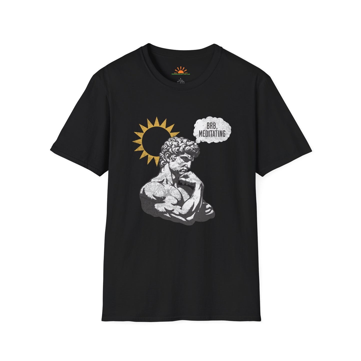 The Thinker Meditating T-Shirt – Funny Statue Art Mindfulness Tee – Grunge Texture - Hello Sunshine Tees