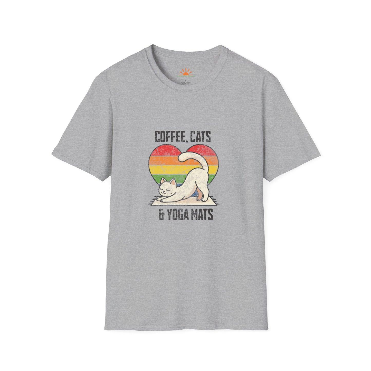Coffee, Cats & Yoga Mats | Positive Vibes T-Shirt – Grunge Texture - Hello Sunshine Tees