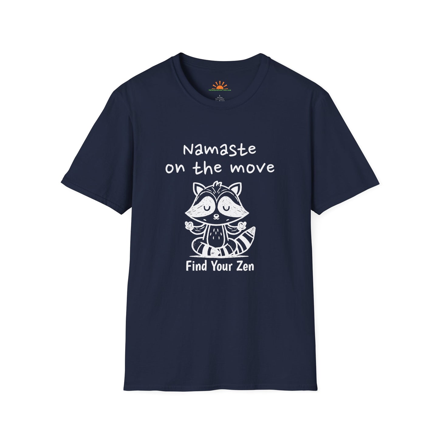 Find Your Zen Shirt – Funny Yoga Meditation Raccoon Tee – Grunge Texture - Hello Sunshine Tees