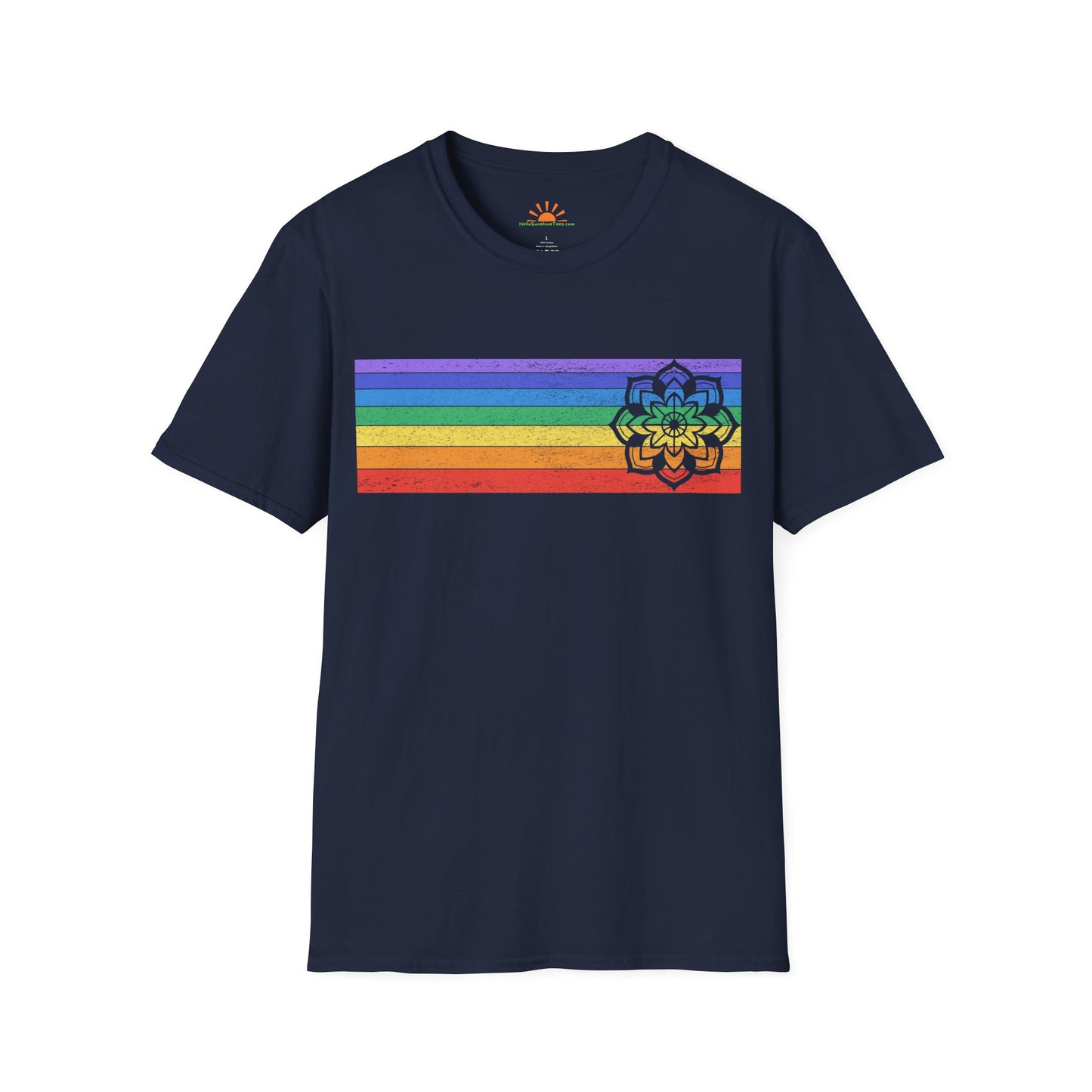 Mandala Rainbow Shirt – Spiritual Balance & Chakra Tee – Grunge Texture
