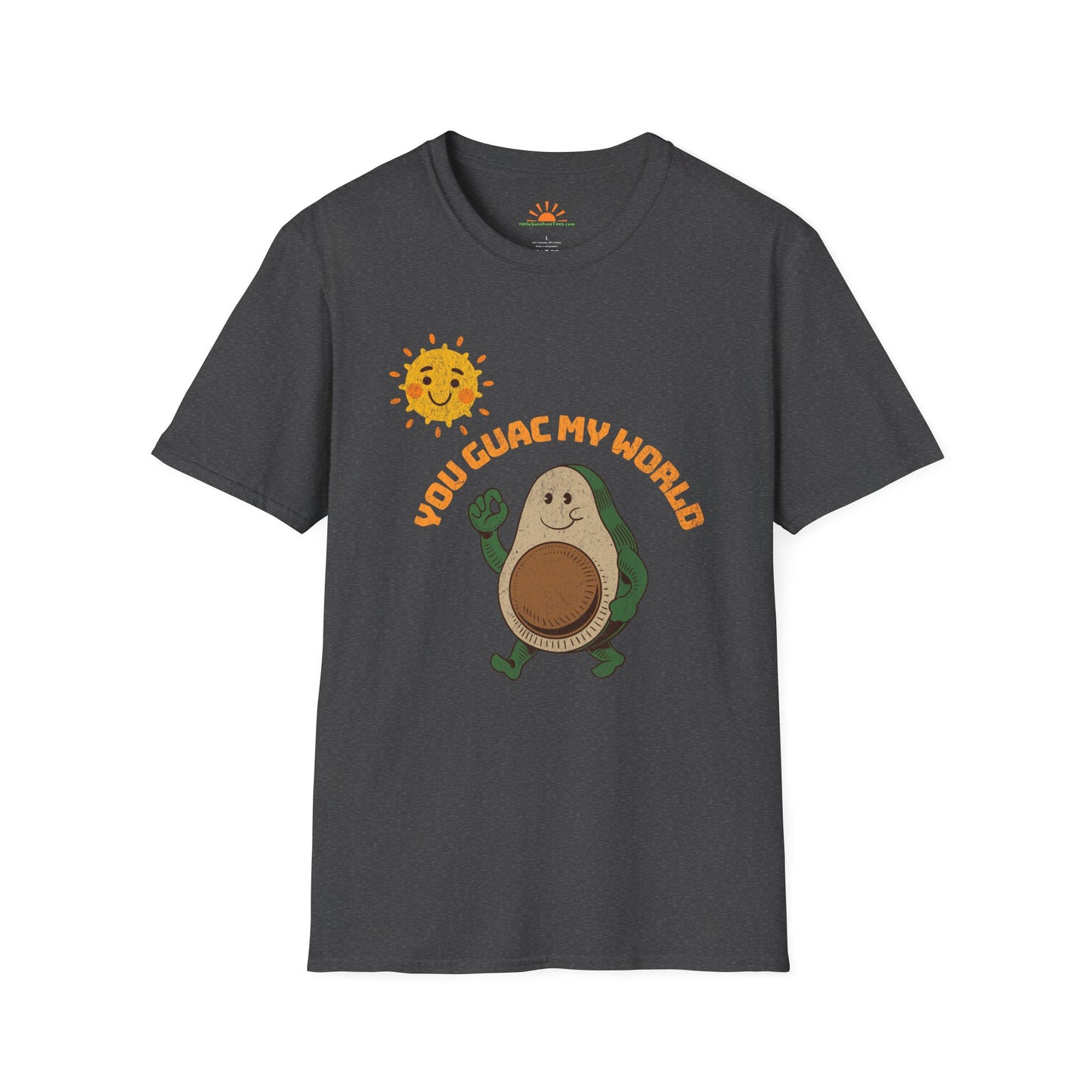 Avocado Lover T-Shirt – You Guac My World Funny Positivity Pun Tee – Grunge Texture - Hello Sunshine Tees