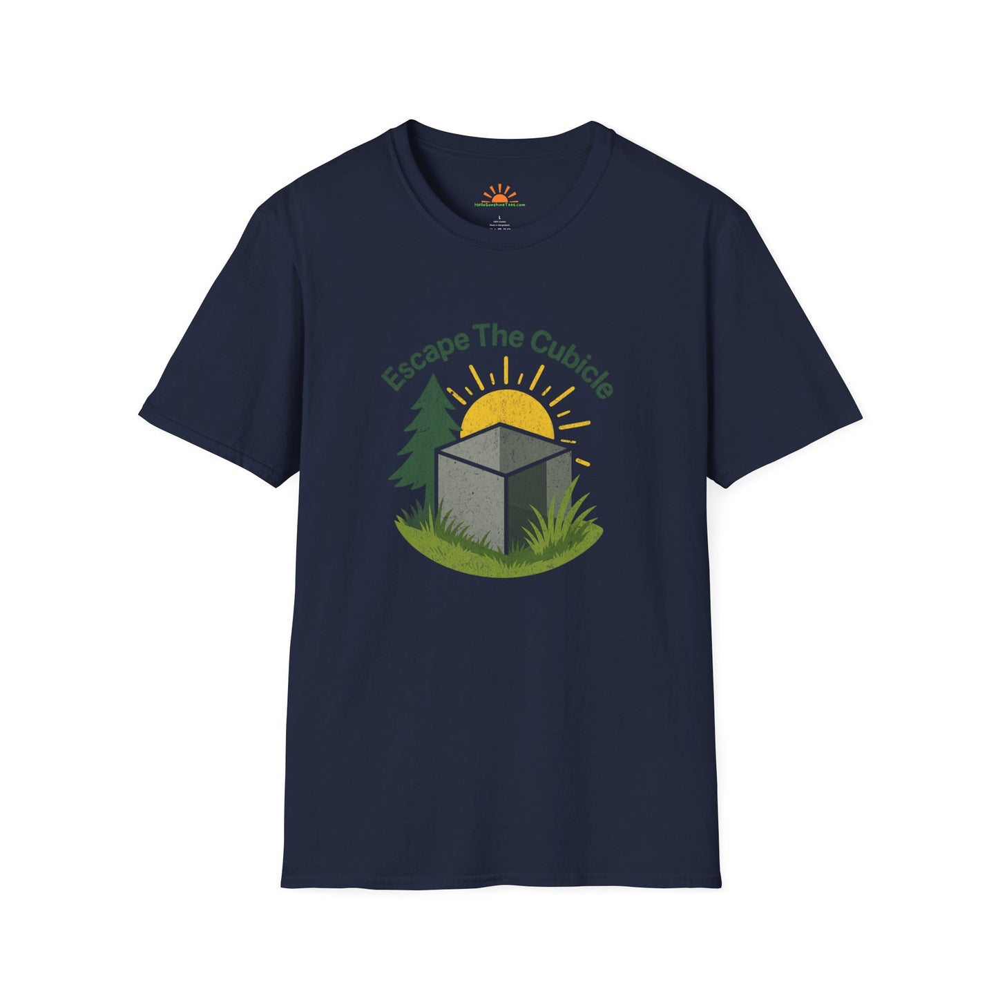 Escape the Cubicle Shirt – Outdoor Freedom Graphic Tee – Grunge Texture - Hello Sunshine Tees