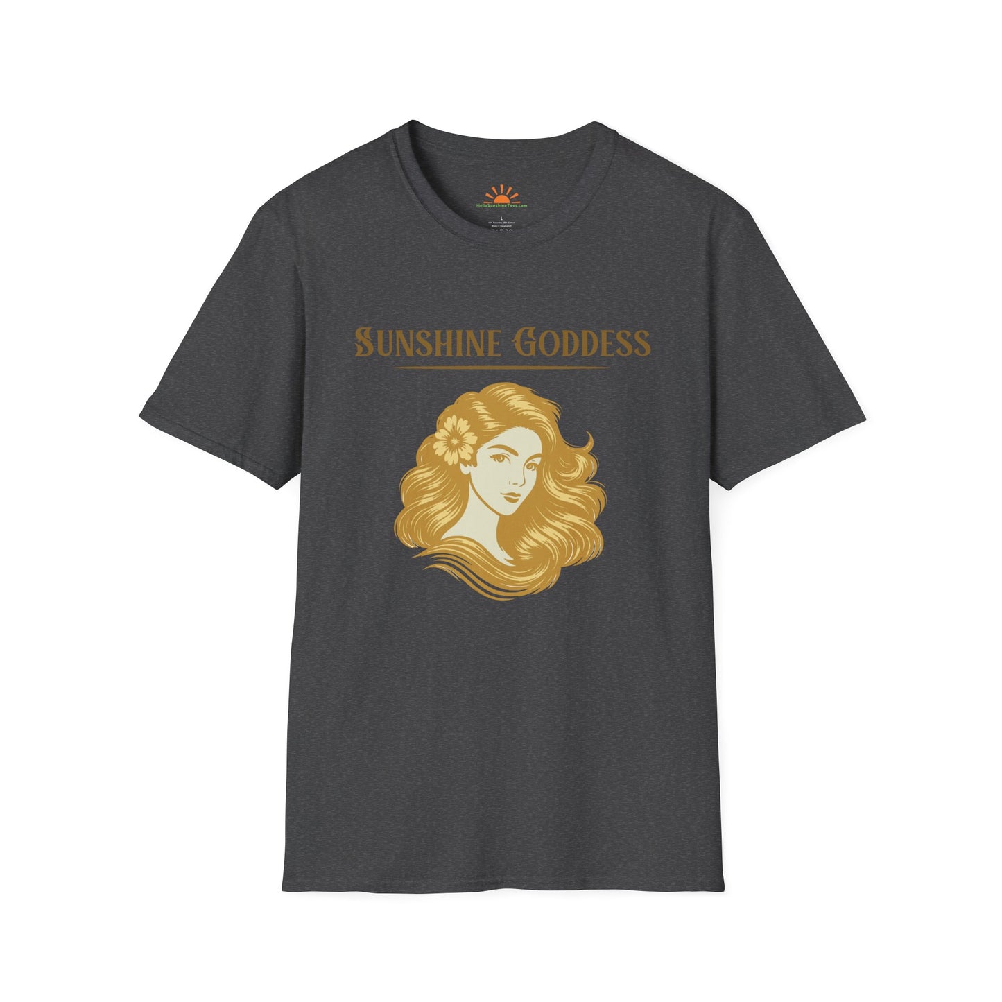 Goddess of Sunshine T-Shirt – Retro Golden Woman Sun Design - Hello Sunshine Tees