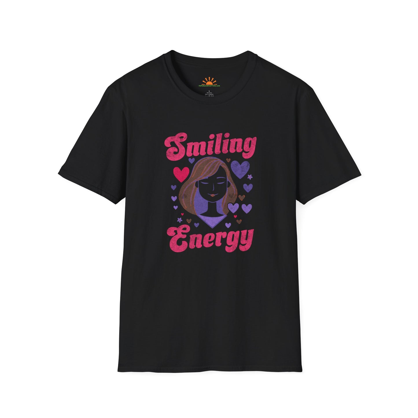 Retro Smiling Energy T-Shirt – Positivity Graphic - Grunge Texture - Hello Sunshine Tees