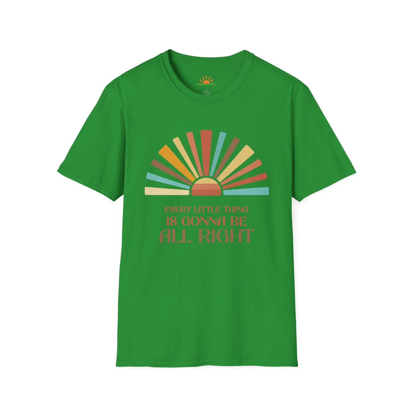 Every Little Thing Is Gonna Be All Right – Retro Sunburst Positivity T-Shirt– Grunge Texture - Hello Sunshine Tees