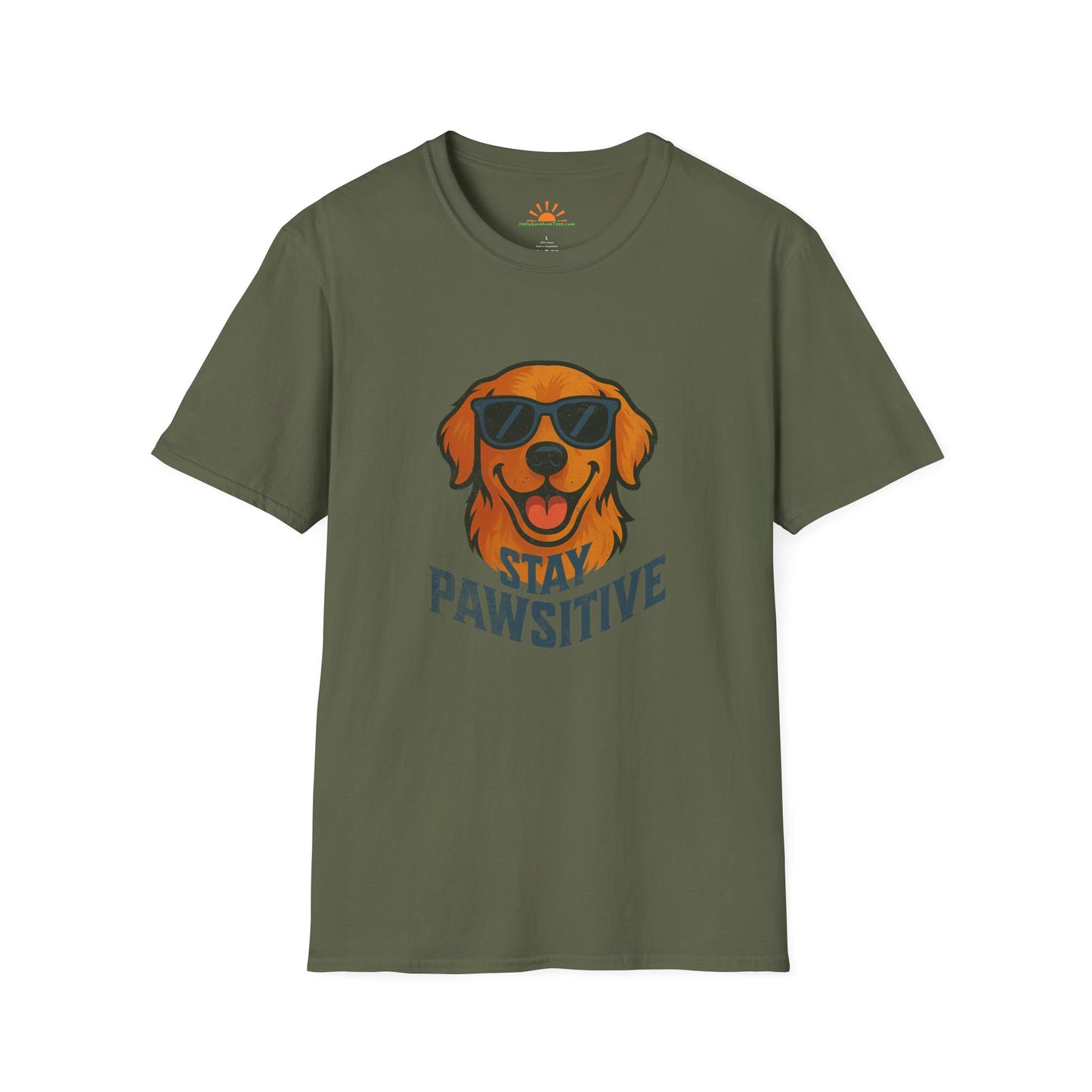 Stay Pawsitive Tee – Positive Vibes Funny Dog Graphic Shirt – Grunge Texture - Hello Sunshine Tees