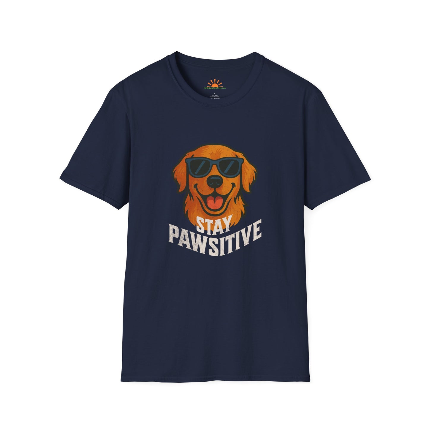 Stay Pawsitive Tee – Positive Vibes Funny Dog Graphic Shirt – Grunge Texture - Hello Sunshine Tees