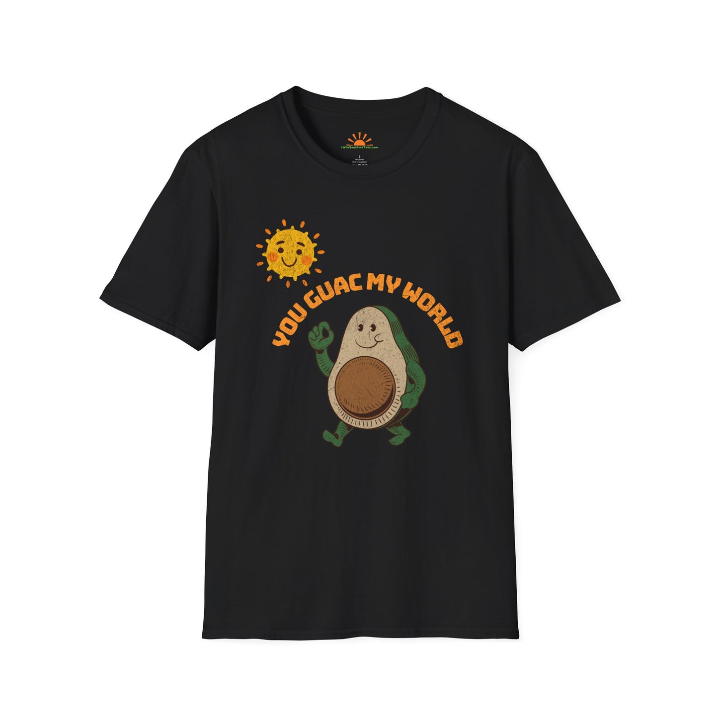 Avocado Lover T-Shirt – You Guac My World Funny Positivity Pun Tee – Grunge Texture - Hello Sunshine Tees