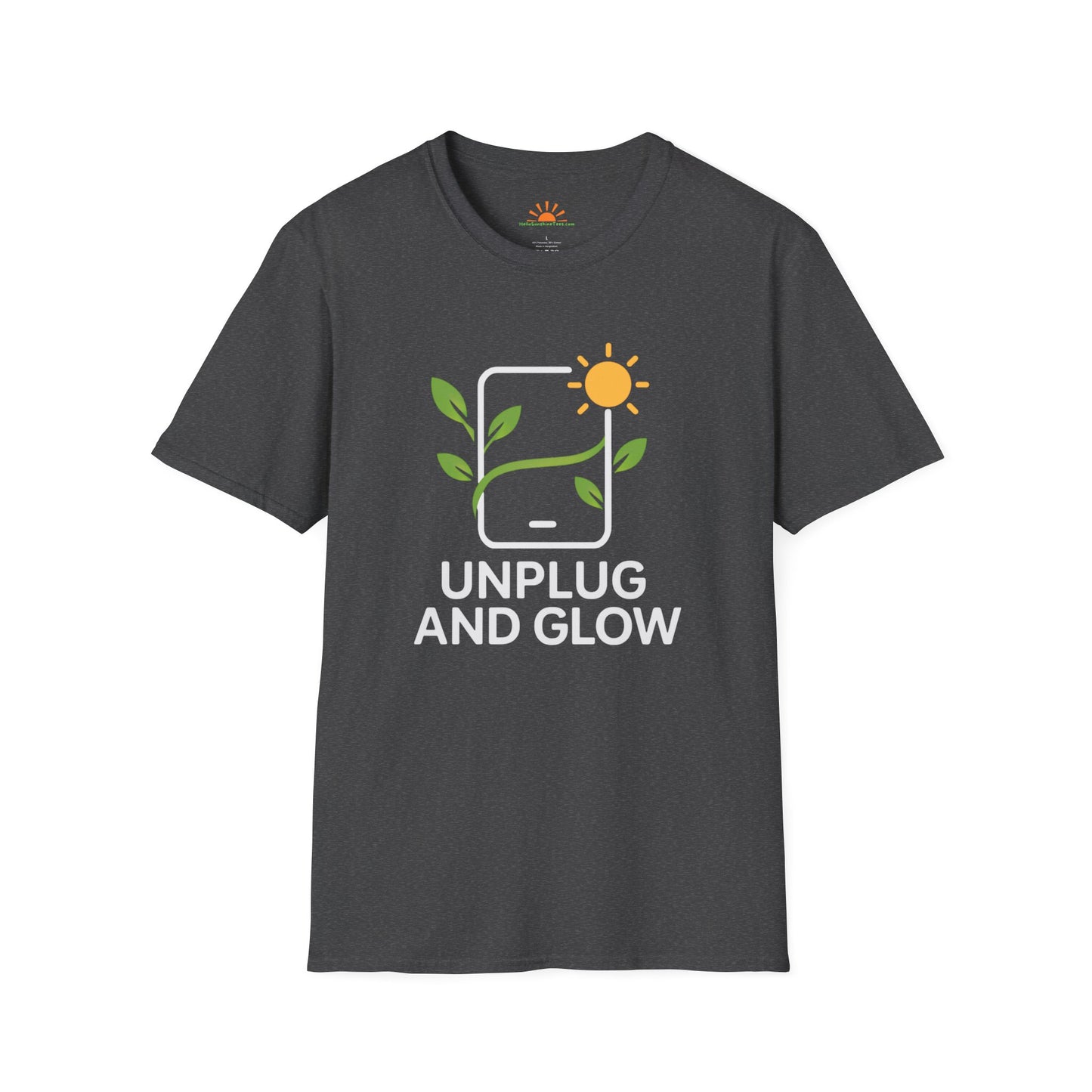 Unplug and Glow Tee – Wellness and Mindful Living Shirt - Hello Sunshine Tees