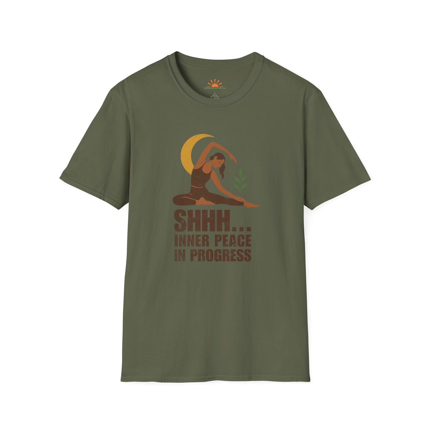 Peaceful Yoga Pose – Mindfulness & Meditation Tee for Wellness Lovers - Grunge Texture