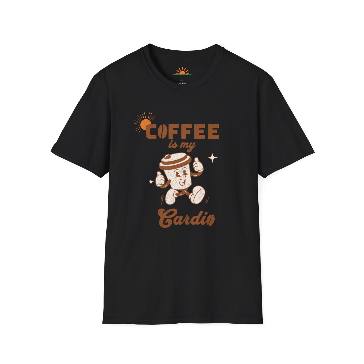 Coffee Lover T-Shirt – Coffee Is My Cardio Graphic Tee – Grunge Texture - Hello Sunshine Tees