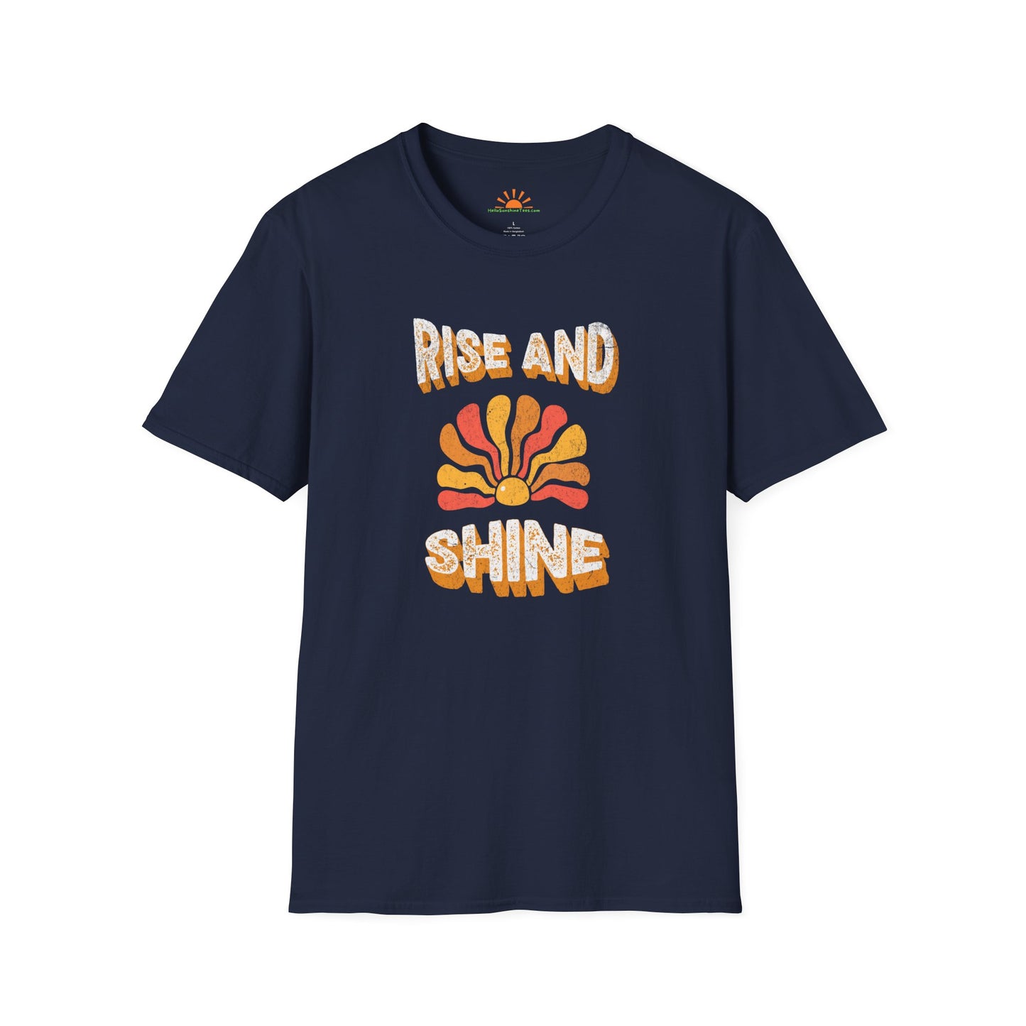 Rise and Shine Shirt– Retro Sunburst Positivity Tee– Grunge Texture - Hello Sunshine Tees