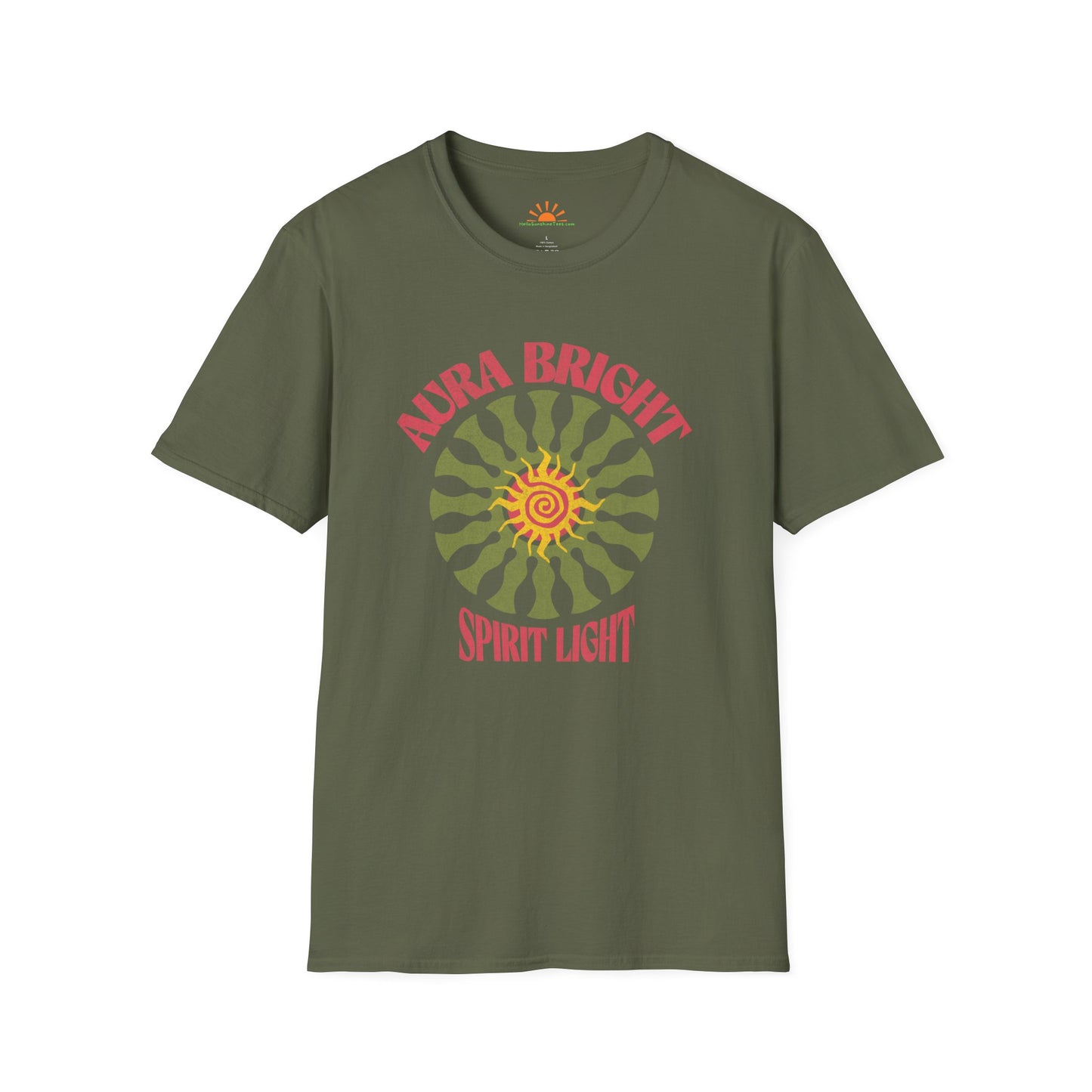 Retro Aura Bright Shirt – Spirit Light Sunburst Tee – Grunge Texture - Hello Sunshine Tees