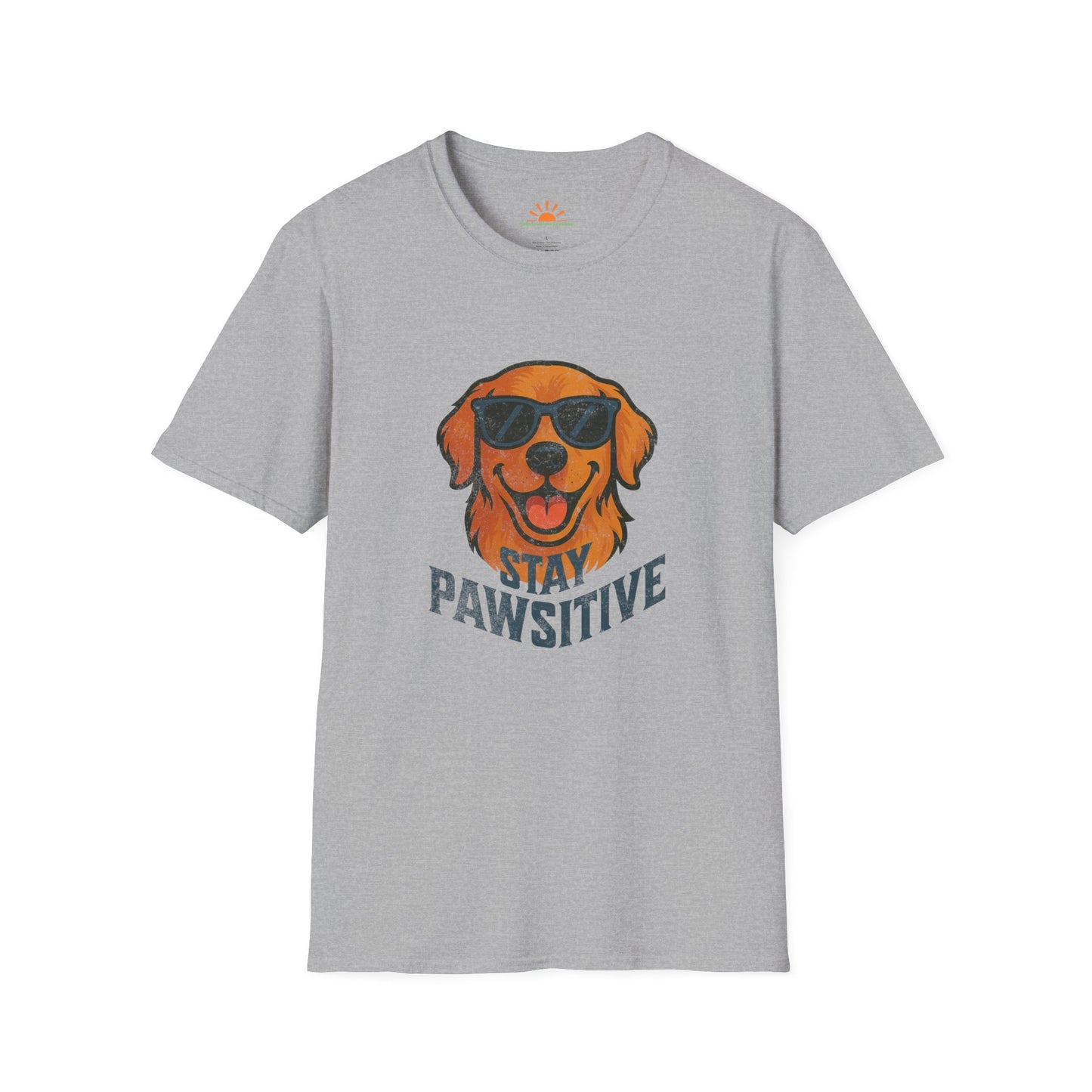 Stay Pawsitive Tee – Positive Vibes Funny Dog Graphic Shirt – Grunge Texture - Hello Sunshine Tees