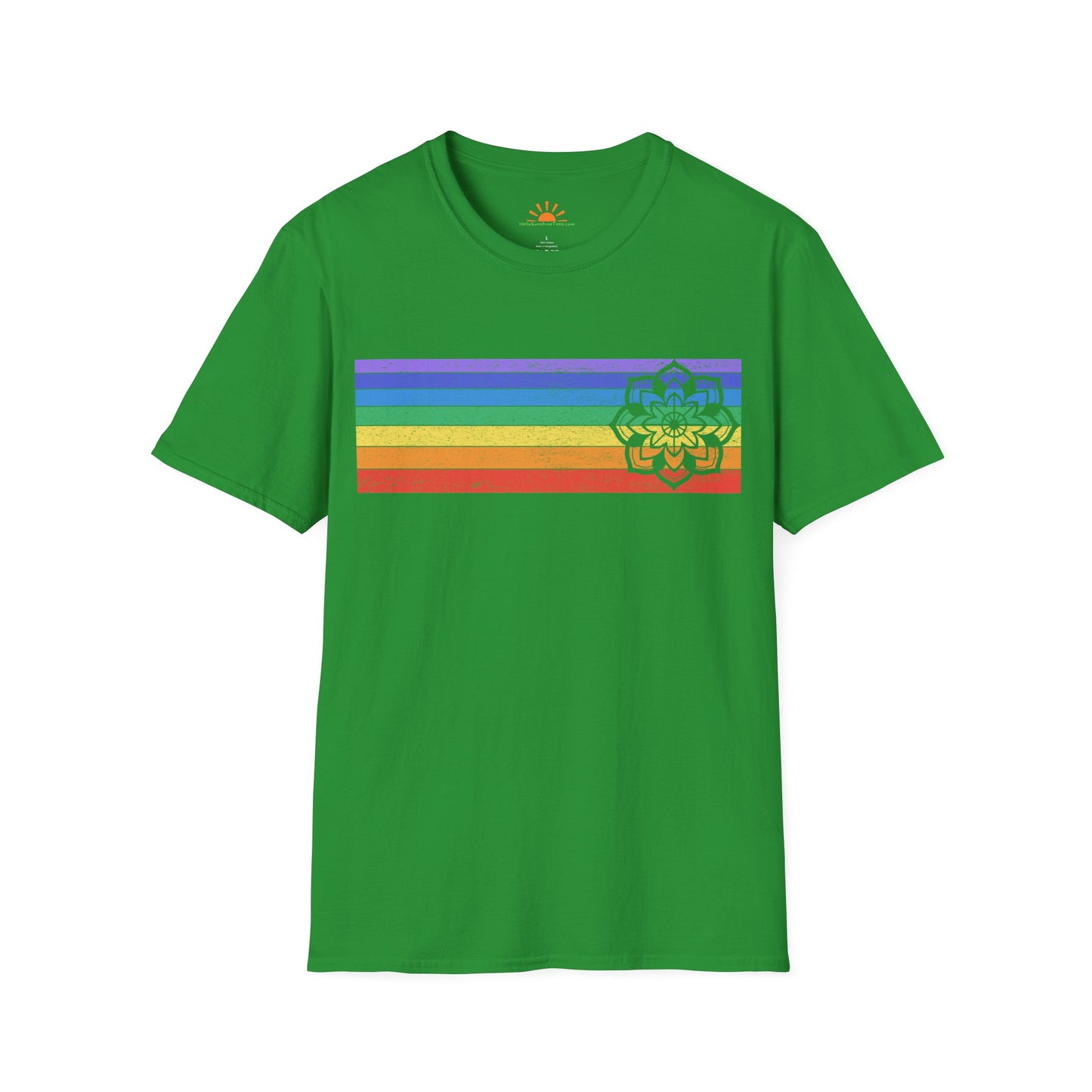 Mandala Rainbow Shirt – Spiritual Balance & Chakra Tee – Grunge Texture