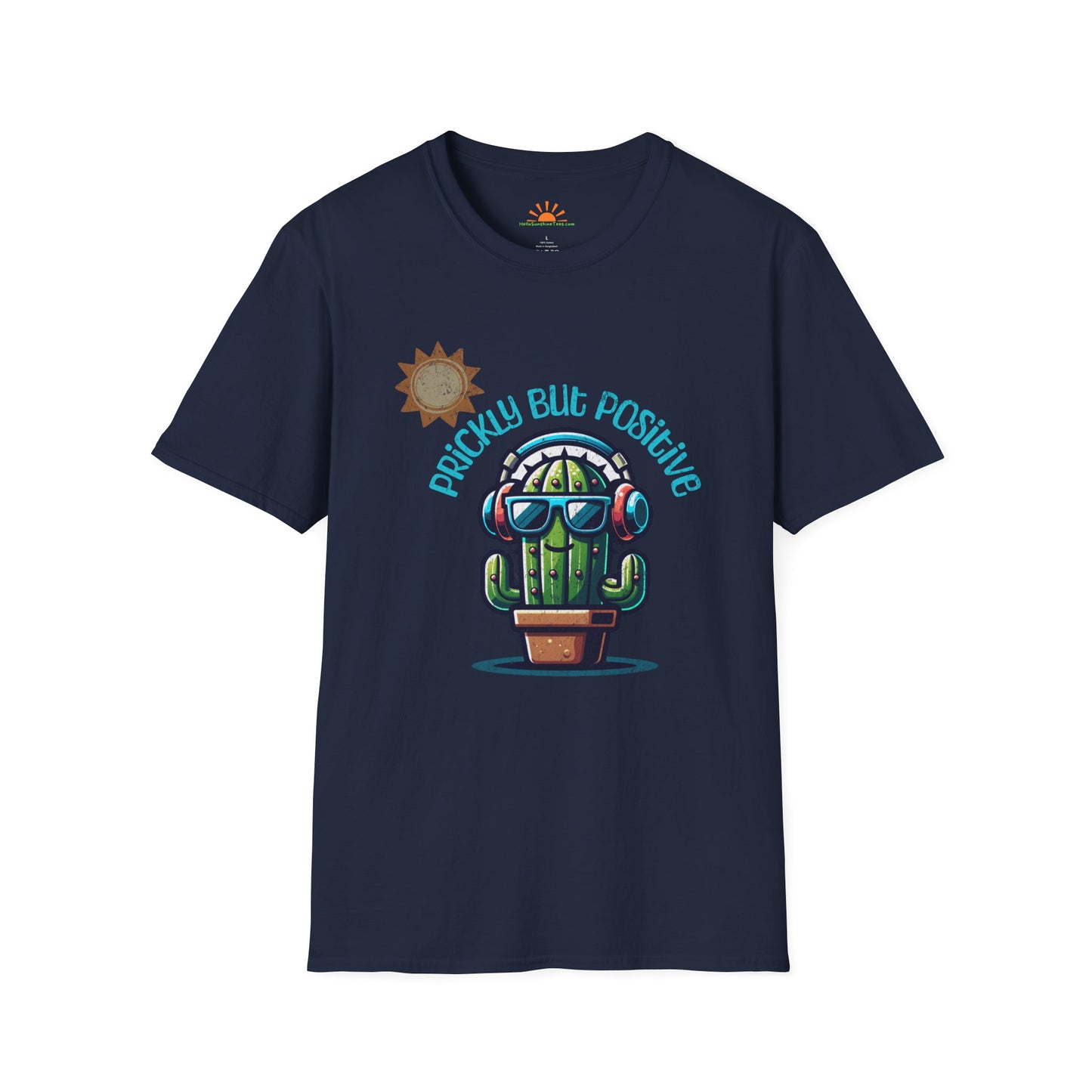Funny Cactus Shirt – Prickly but Positive Positivity Graphic Tee – Grunge Texture - Hello Sunshine Tees