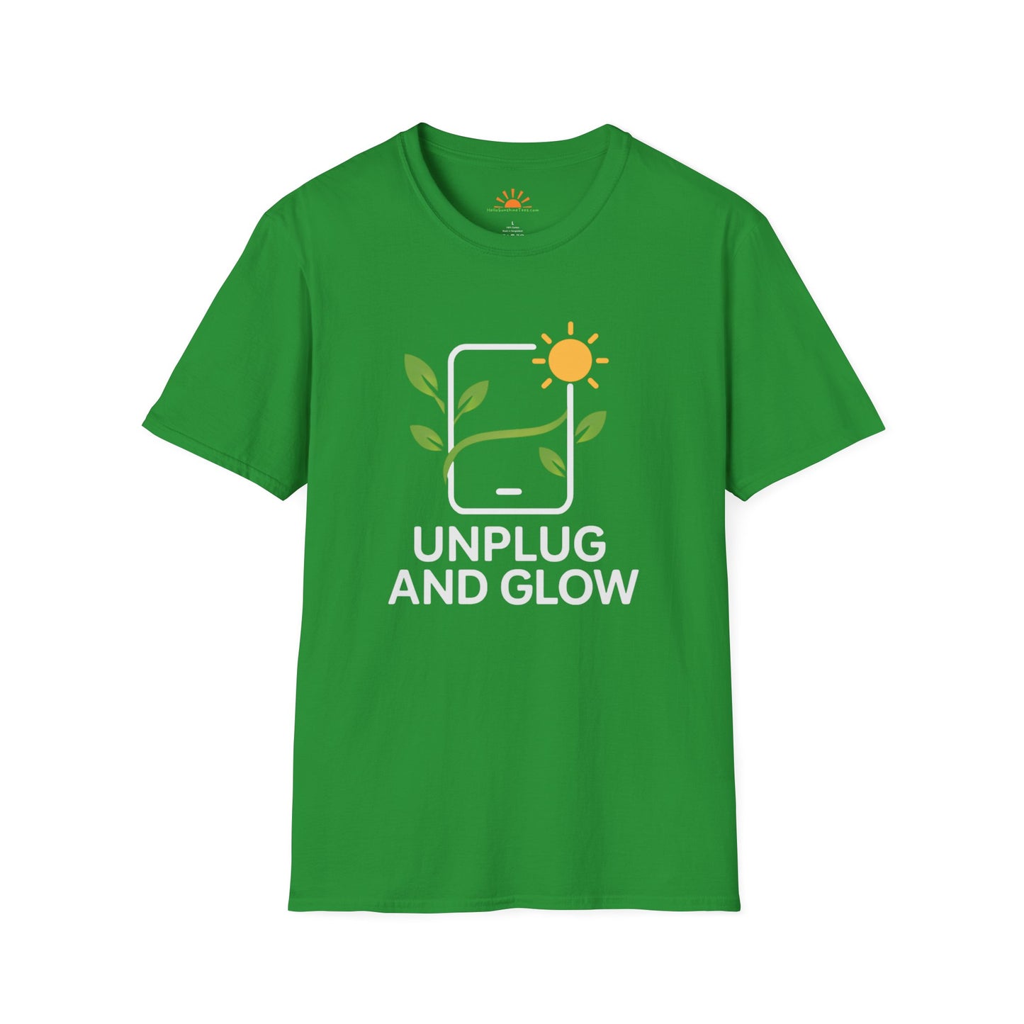 Unplug and Glow Tee – Wellness and Mindful Living Shirt - Hello Sunshine Tees