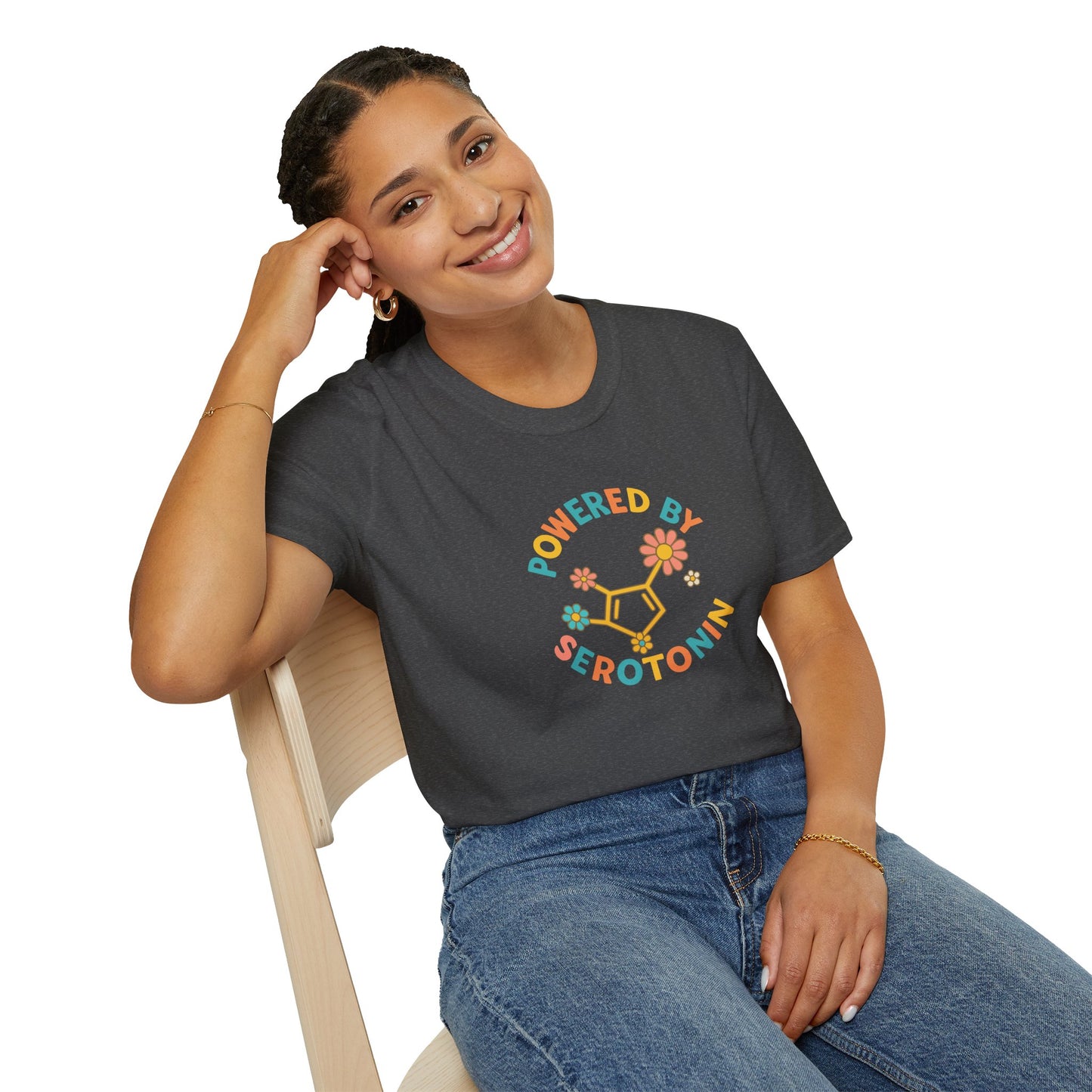 Powered by Serotonin T-Shirt – Retro Positive Vibes Tee