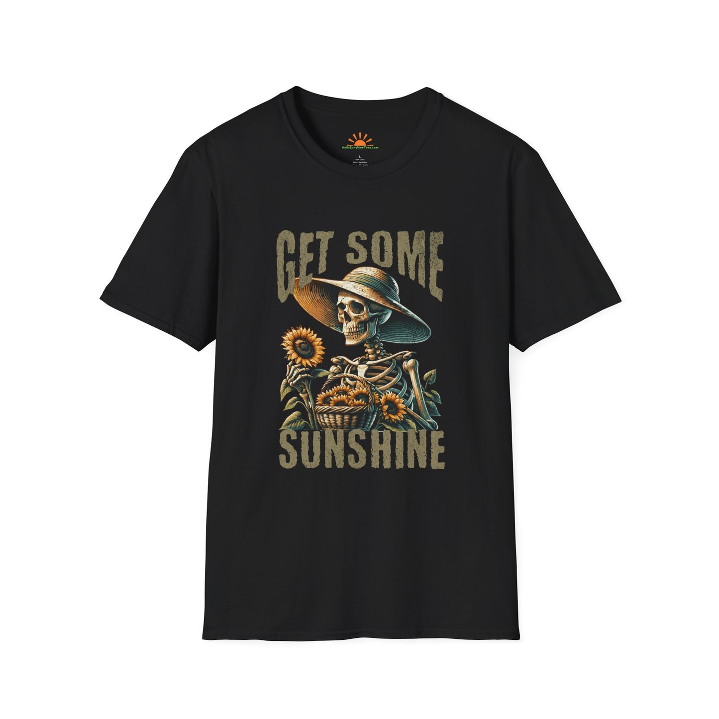 Get Some Sunshine – Skeleton Sunflower Vintage Distressed Shirt – Grunge Texture - Hello Sunshine Tees
