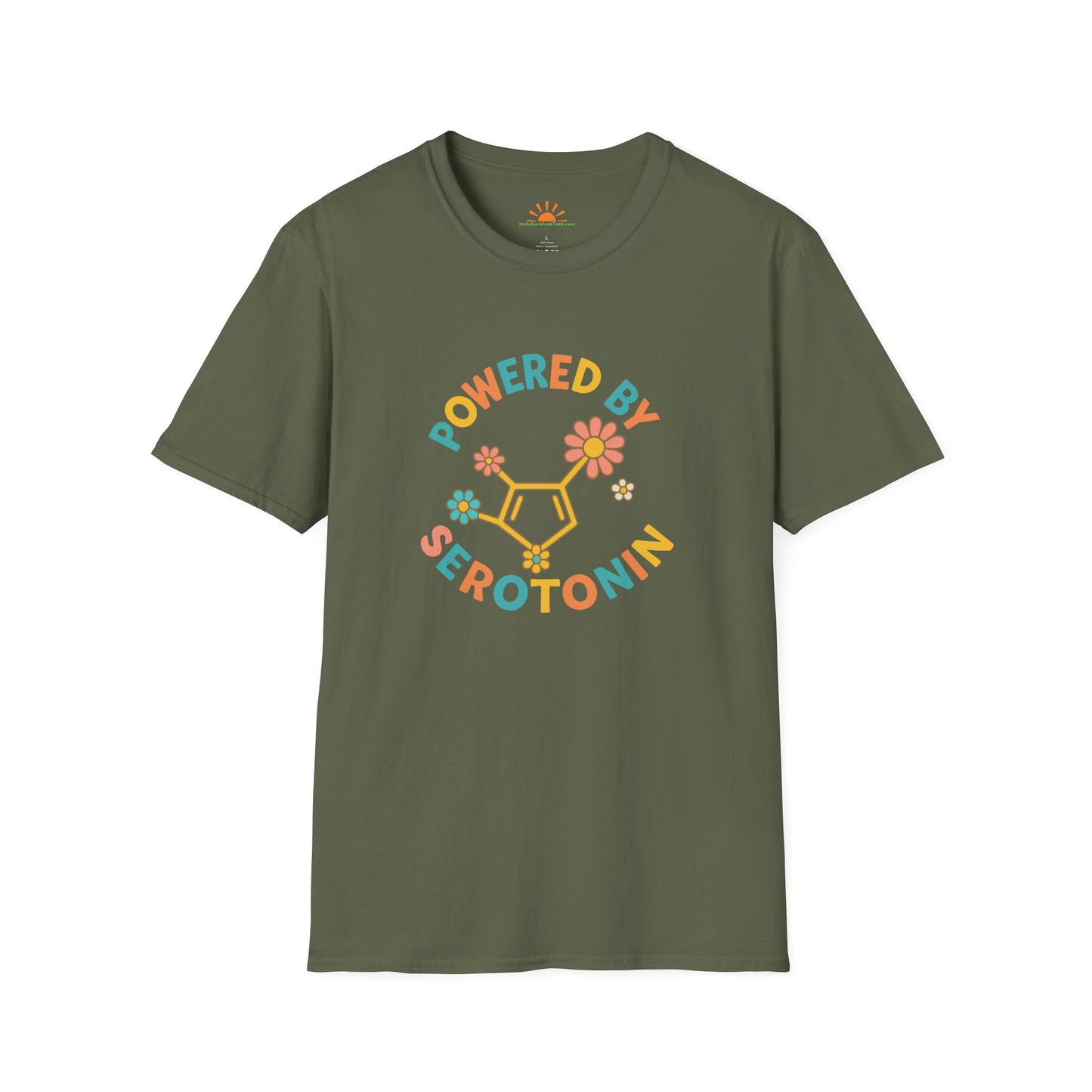 Powered by Serotonin T-Shirt – Retro Positive Vibes Tee - Hello Sunshine Tees