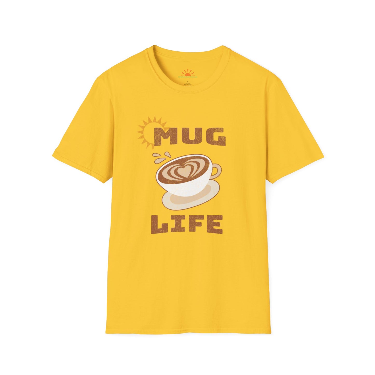 Mug Life Tee – Funny Barista Coffee Lover Shirt – Grunge Texture - Hello Sunshine Tees