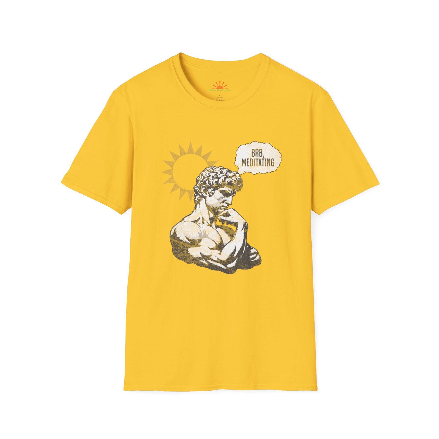 The Thinker Meditating T-Shirt – Funny Statue Art Mindfulness Tee – Grunge Texture - Hello Sunshine Tees