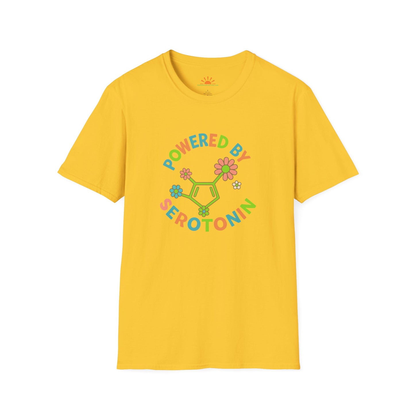 Powered by Serotonin T-Shirt – Retro Positive Vibes Tee - Hello Sunshine Tees