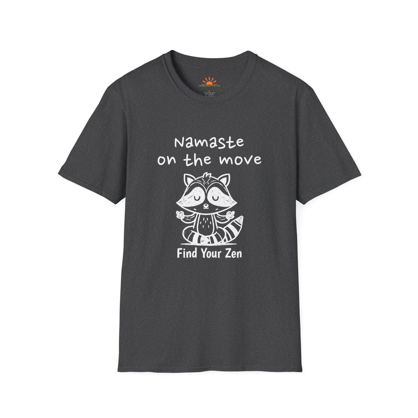 Find Your Zen Shirt – Funny Yoga Meditation Raccoon Tee – Grunge Texture - Hello Sunshine Tees