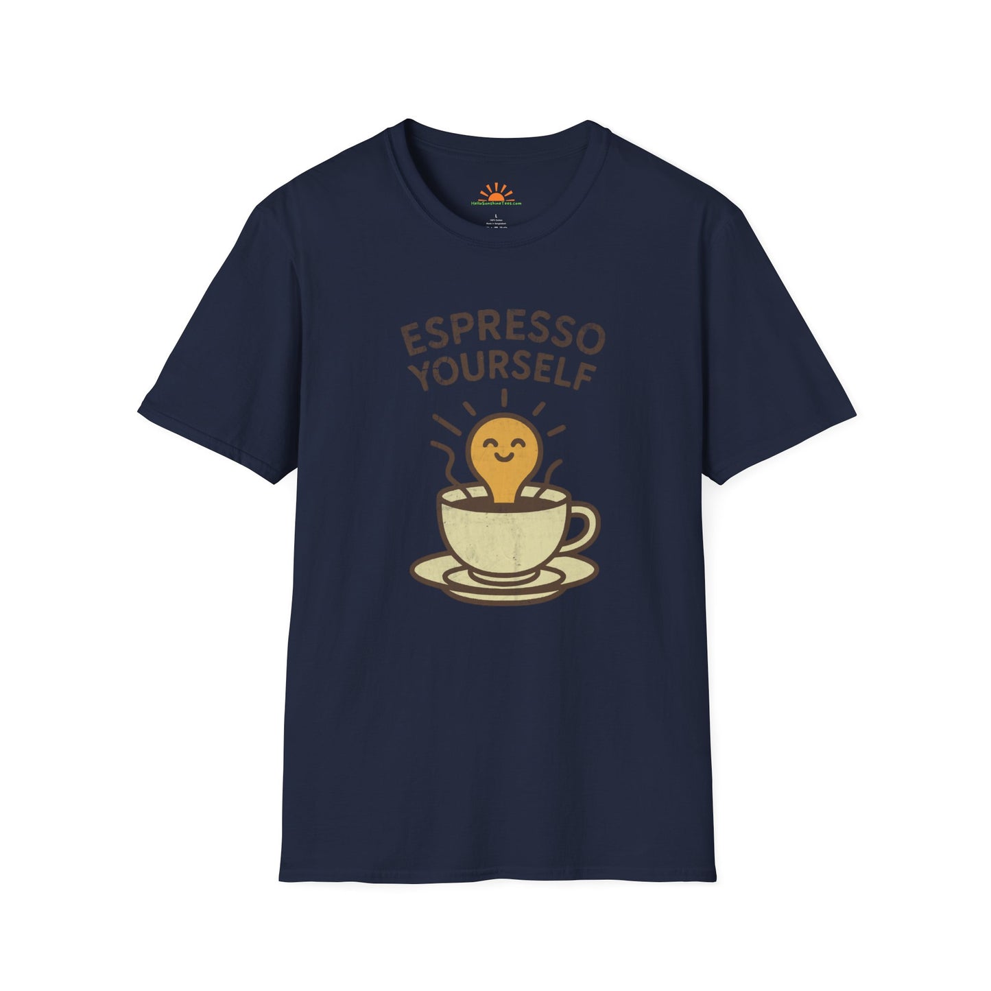 Coffee Lover Shirt – Espresso Yourself Positive Vibes Tee – Grunge Texture - Hello Sunshine Tees