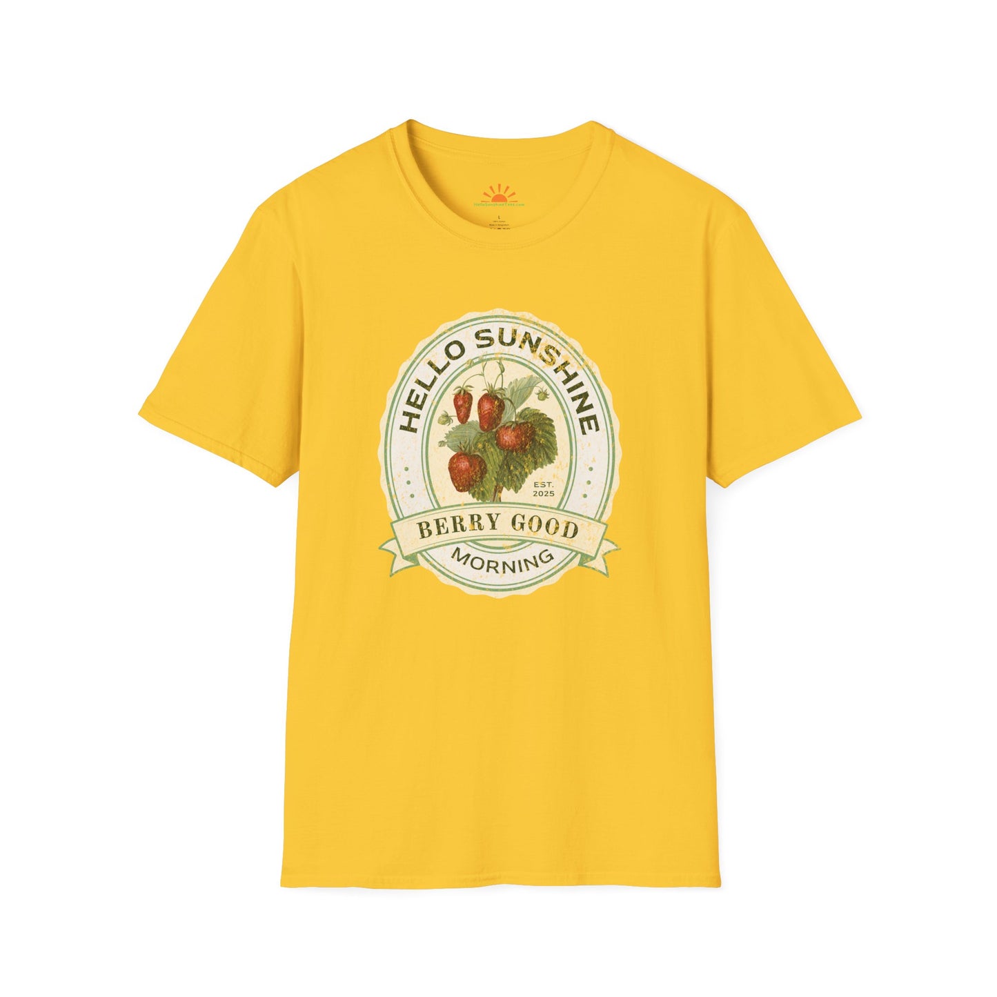 Vintage Fruit T-Shirt – Hello Sunshine Berry Good Morning Tee – Grunge Texture - Hello Sunshine Tees