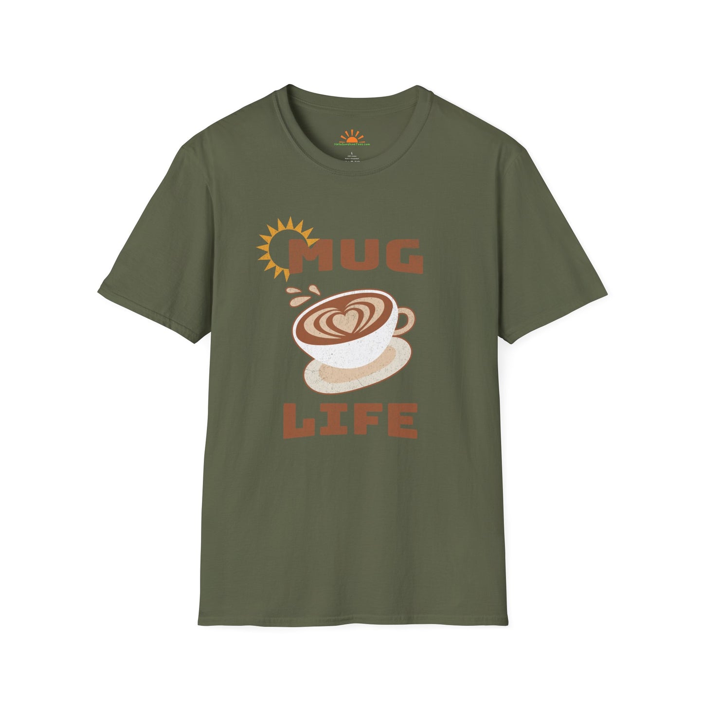 Mug Life Tee – Funny Barista Coffee Lover Shirt – Grunge Texture - Hello Sunshine Tees