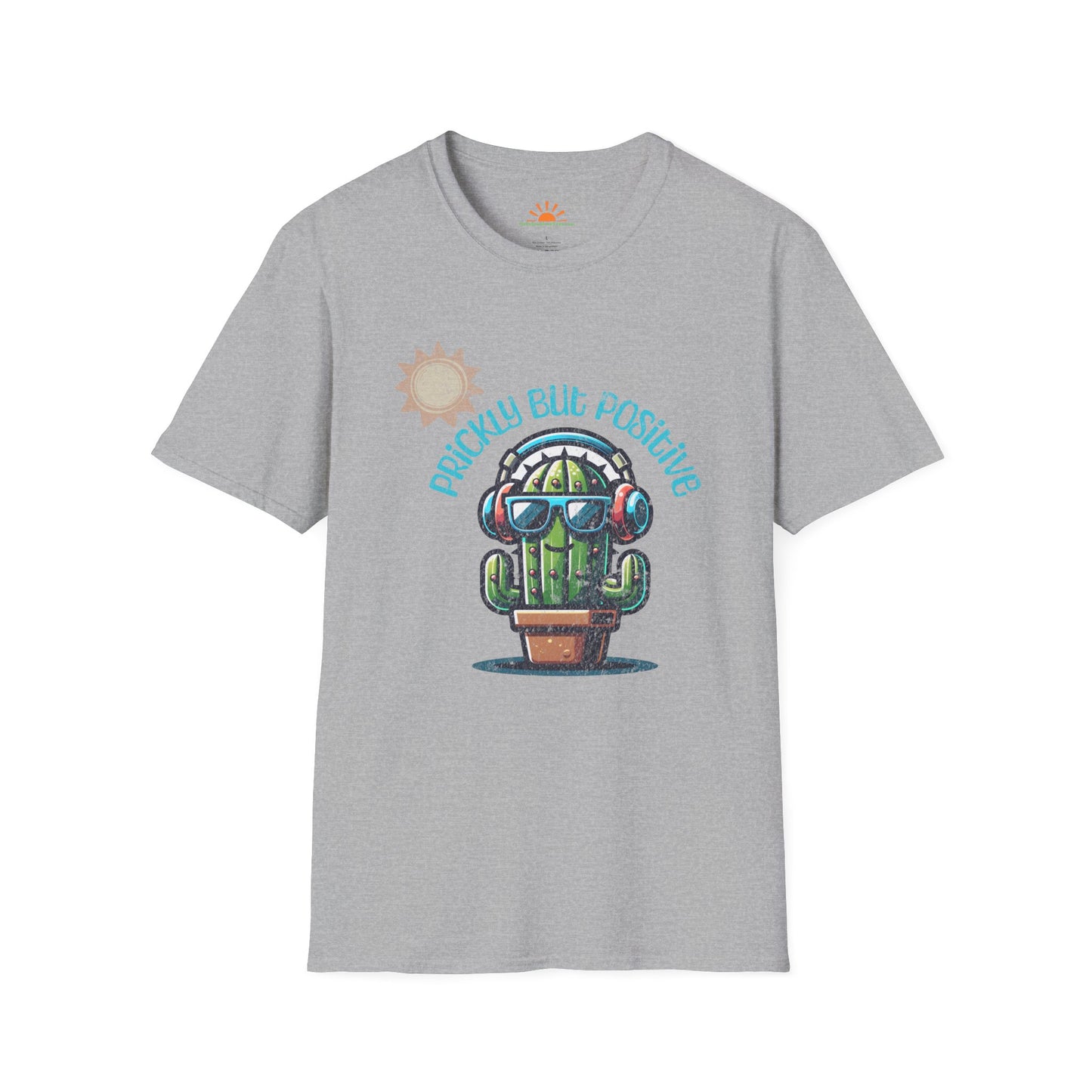 Funny Cactus Shirt – Prickly but Positive Positivity Graphic Tee – Grunge Texture - Hello Sunshine Tees
