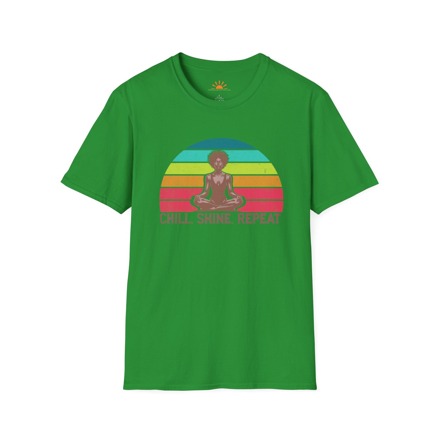 Vintage Meditation Shirt – Chill Shine Repeat Mindfulness Yoga Tee – Grunge Texture - Hello Sunshine Tees