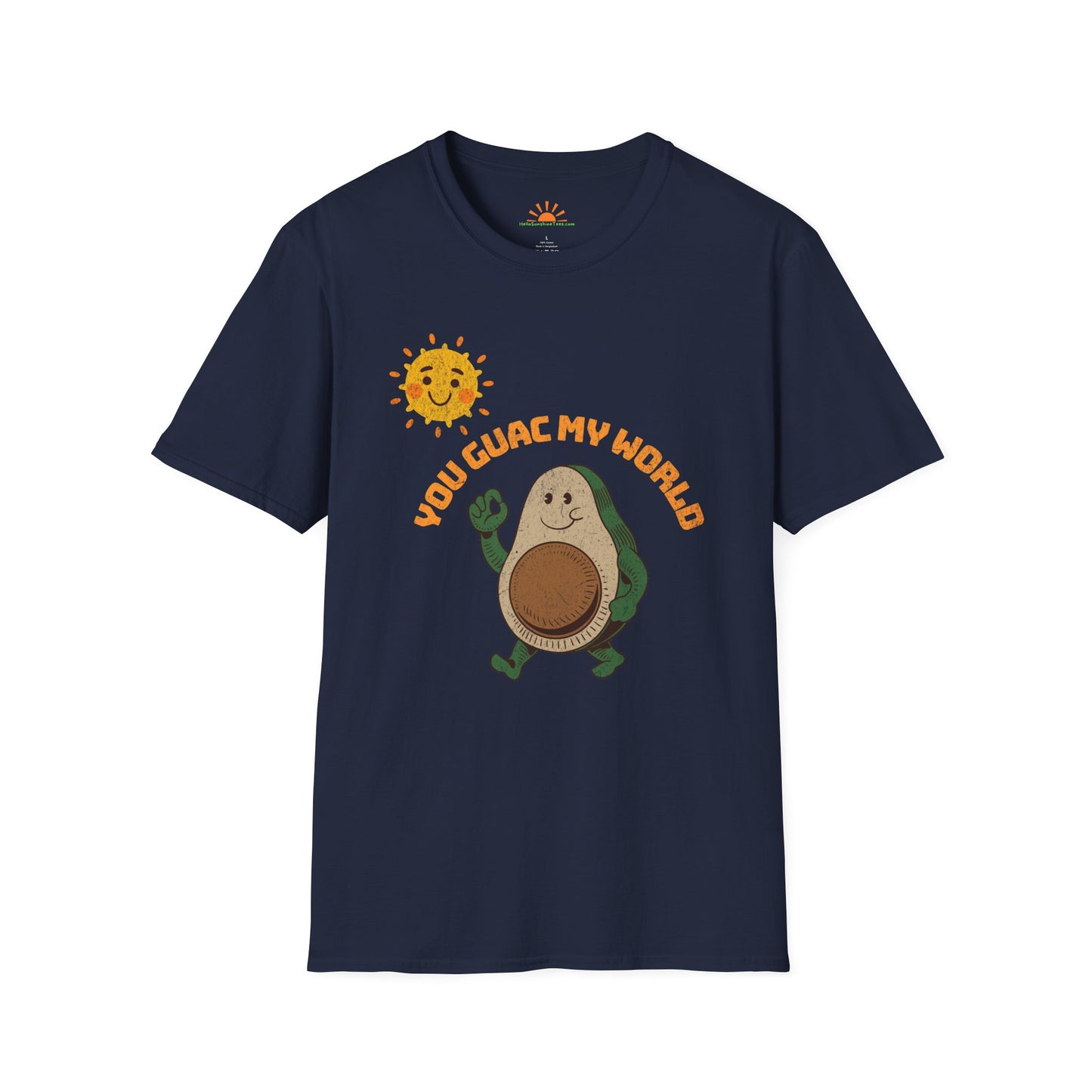 Avocado Lover T-Shirt – You Guac My World Funny Positivity Pun Tee – Grunge Texture - Hello Sunshine Tees