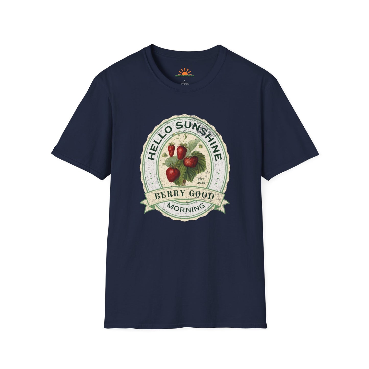 Vintage Fruit T-Shirt – Hello Sunshine Berry Good Morning Tee – Grunge Texture - Hello Sunshine Tees