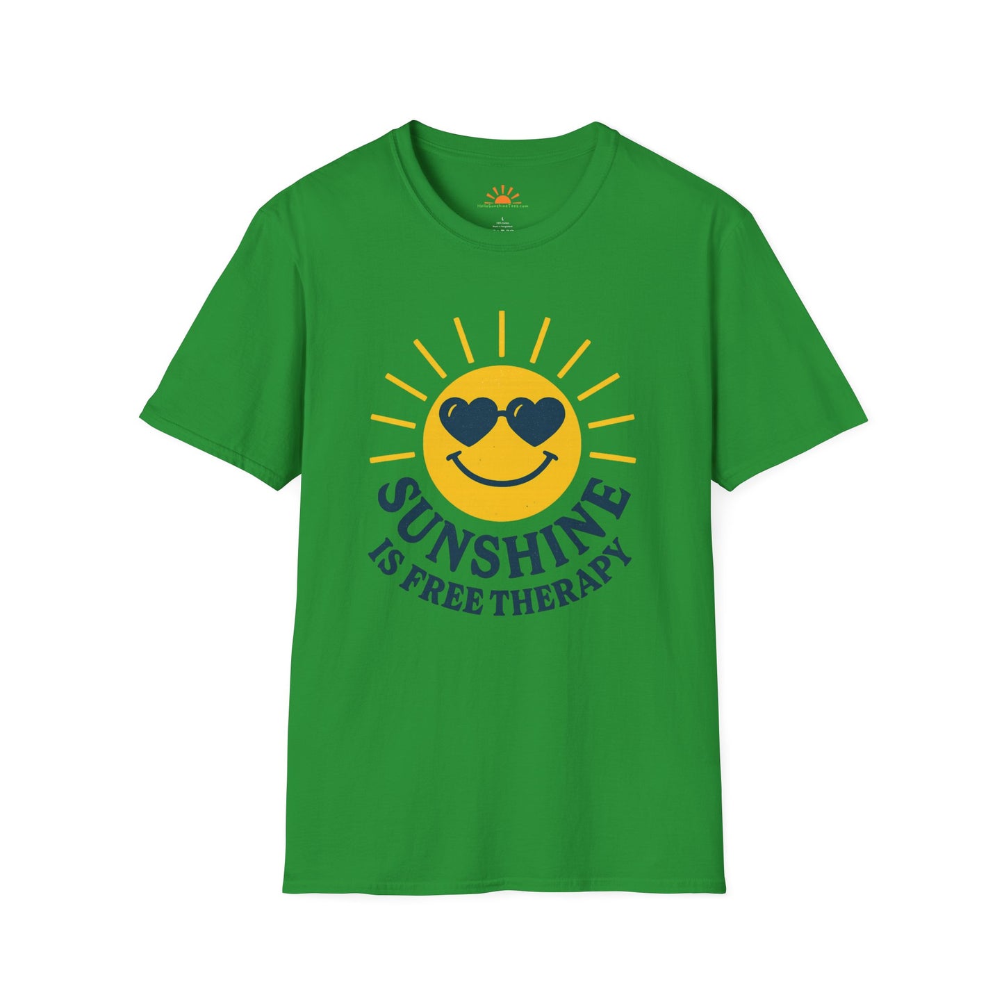 Sunshine Is Free Therapy - Retro Sun Design Tee - Grunge Texture - Hello Sunshine Tees