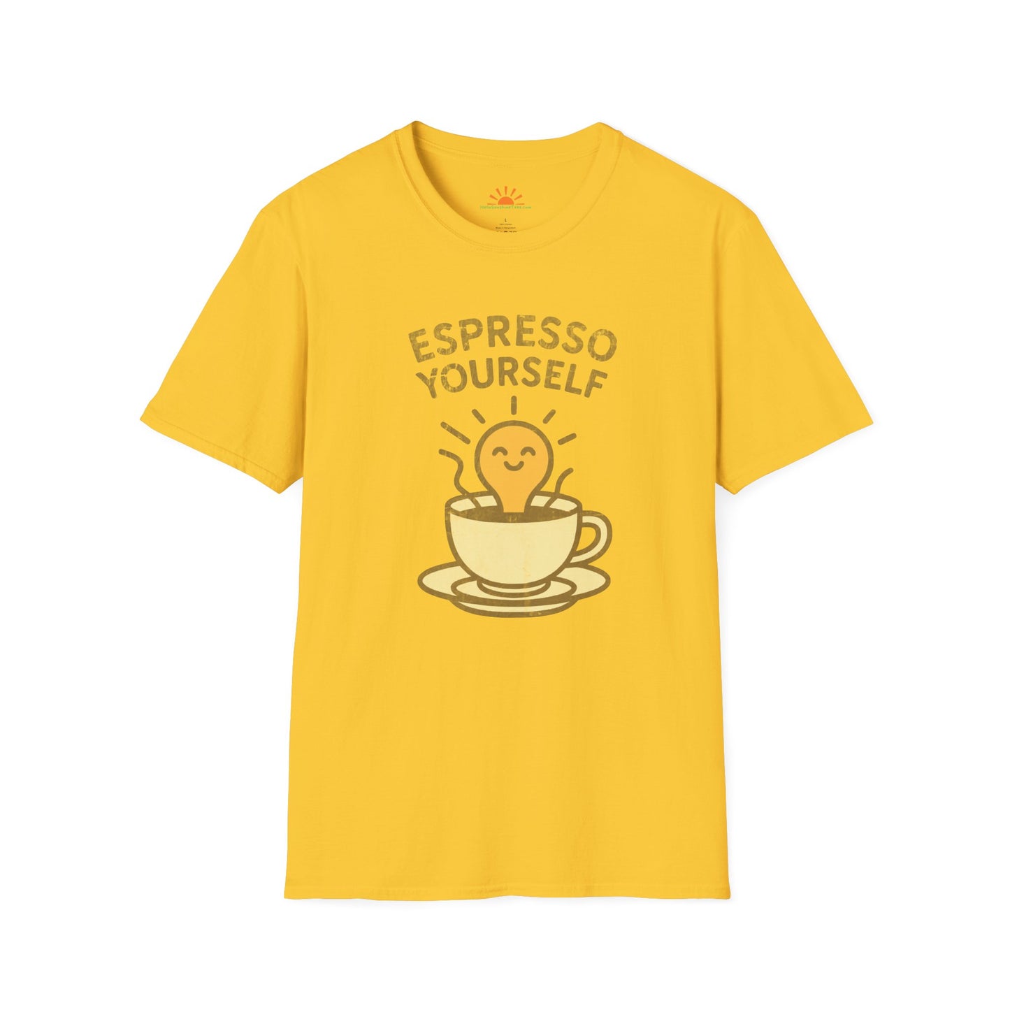 Coffee Lover Shirt – Espresso Yourself Positive Vibes Tee – Grunge Texture - Hello Sunshine Tees