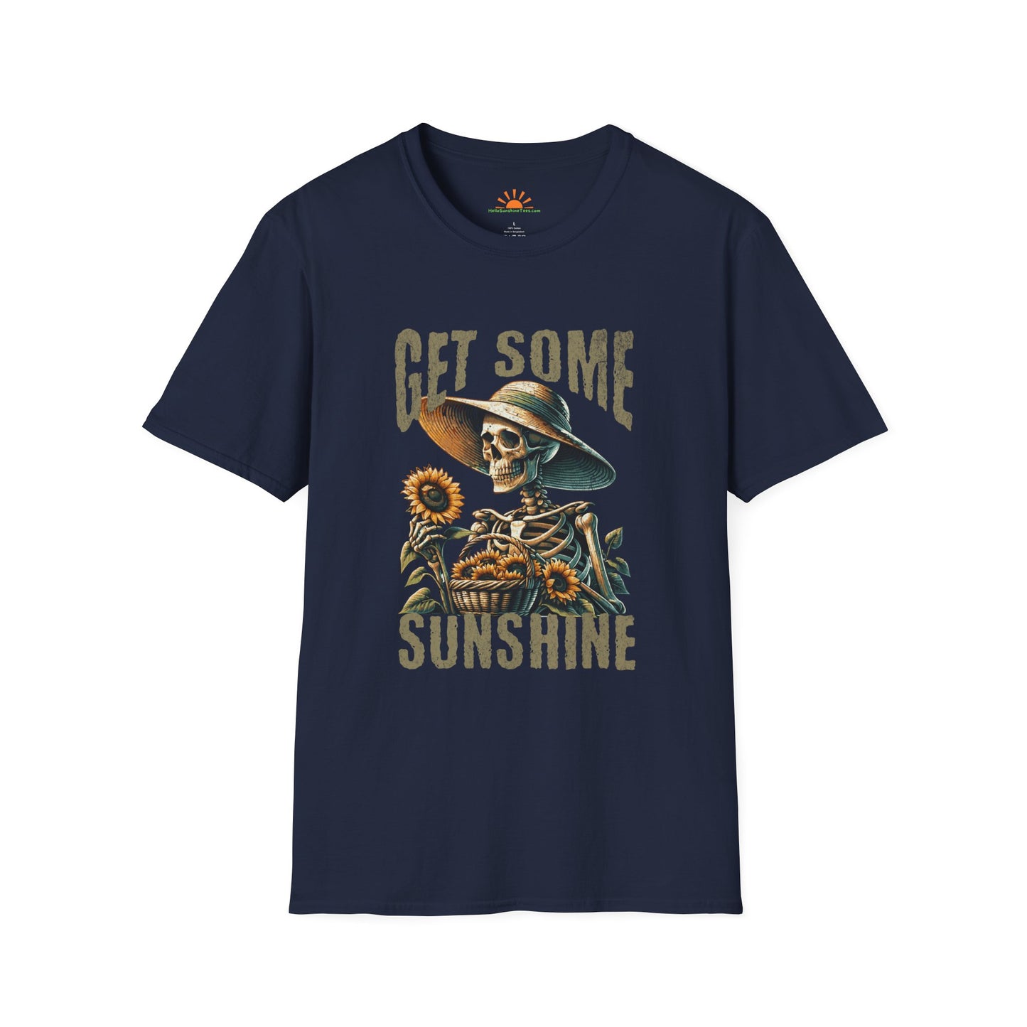 Get Some Sunshine – Skeleton Sunflower Vintage Distressed Shirt – Grunge Texture - Hello Sunshine Tees