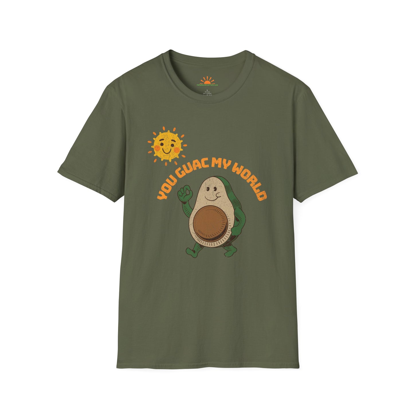 Avocado Lover T-Shirt – You Guac My World Funny Positivity Pun Tee – Grunge Texture - Hello Sunshine Tees