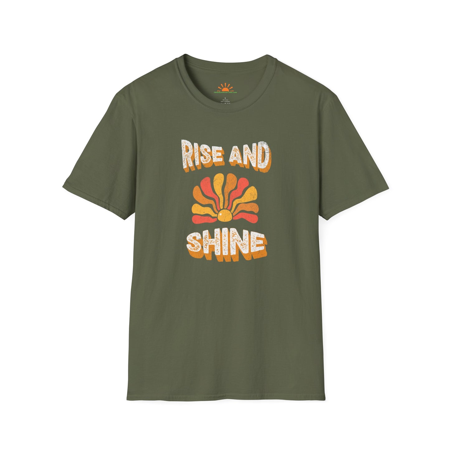 Rise and Shine Shirt– Retro Sunburst Positivity Tee– Grunge Texture - Hello Sunshine Tees