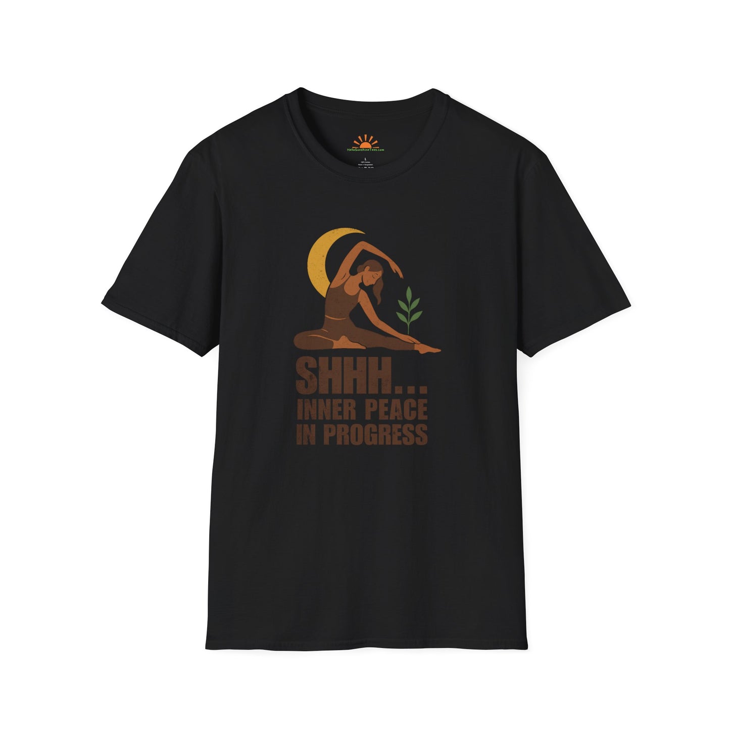 Peaceful Yoga Pose – Mindfulness & Meditation Tee for Wellness Lovers - Grunge Texture