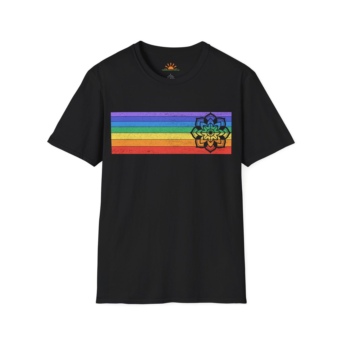 Mandala Rainbow Shirt – Spiritual Balance & Chakra Tee – Grunge Texture