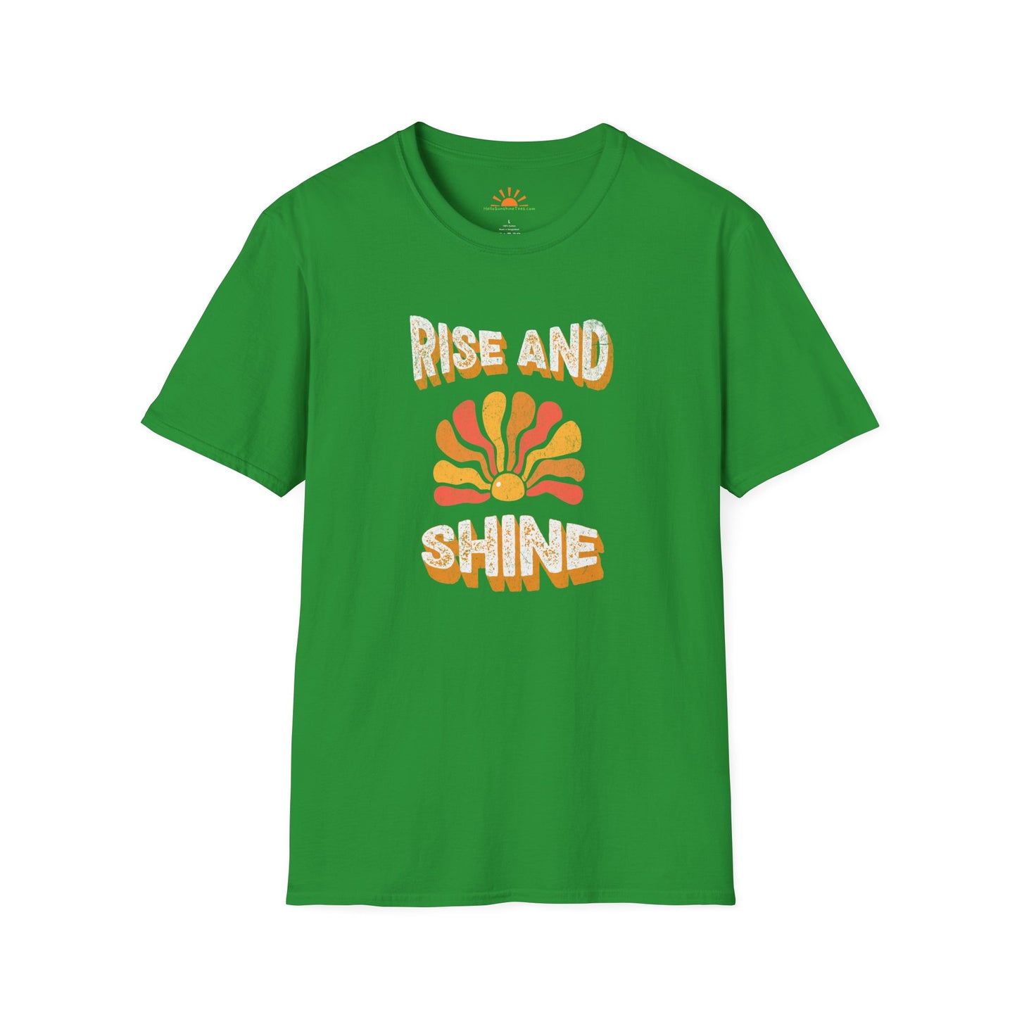 Rise and Shine Shirt– Retro Sunburst Positivity Tee– Grunge Texture - Hello Sunshine Tees