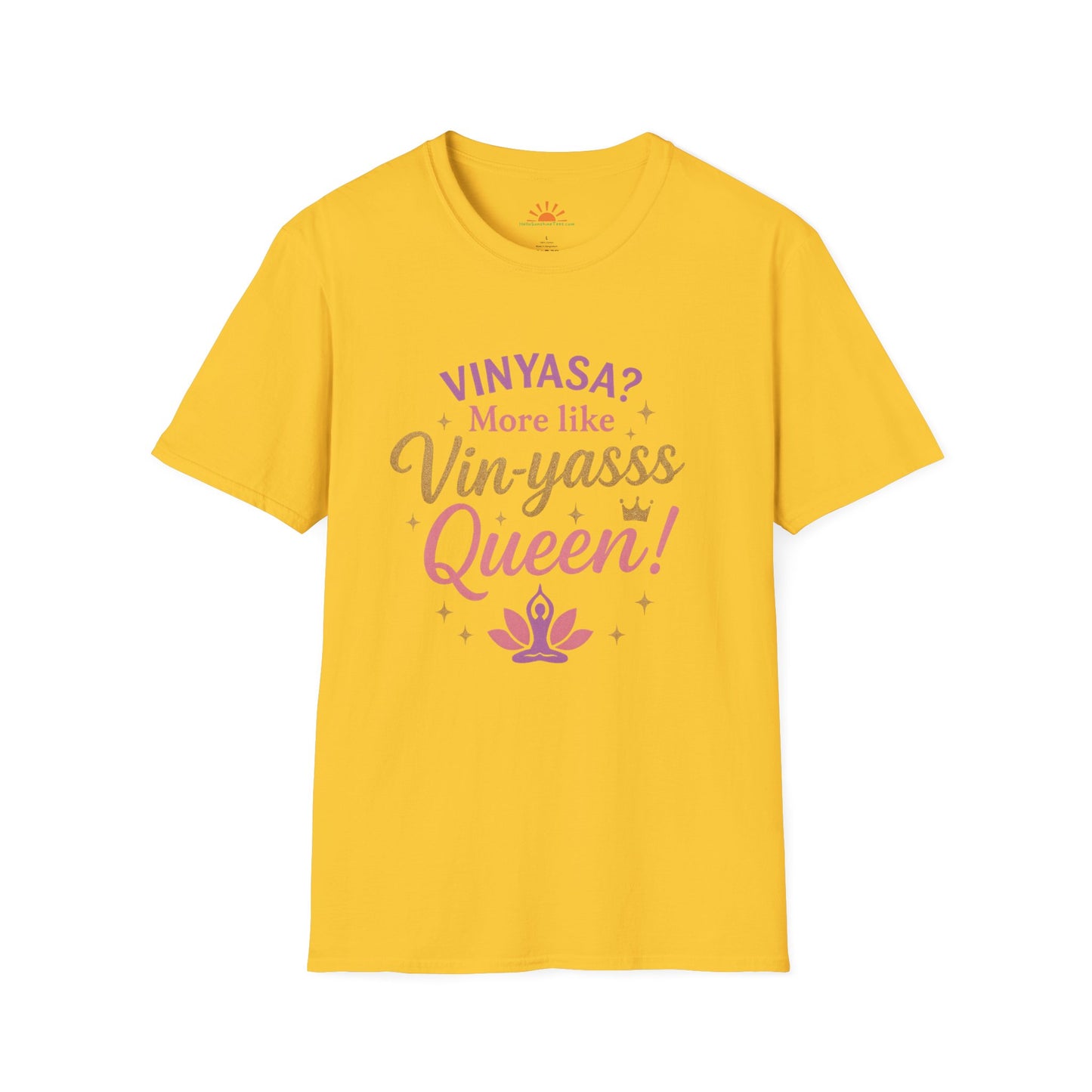 Vin-yasss Queen Yoga T-Shirt – Funny Sassy Yoga Tee for Women, Vinyasa Yoga Gift, Yoga Lover Apparel, Mindfulness Workout Shirt