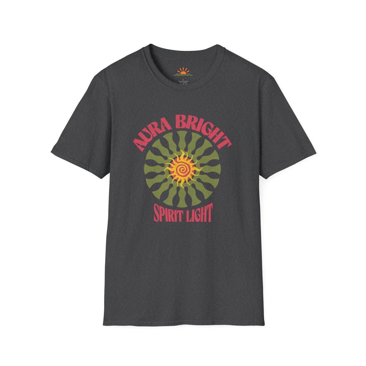 Retro Aura Bright Shirt – Spirit Light Sunburst Tee – Grunge Texture - Hello Sunshine Tees