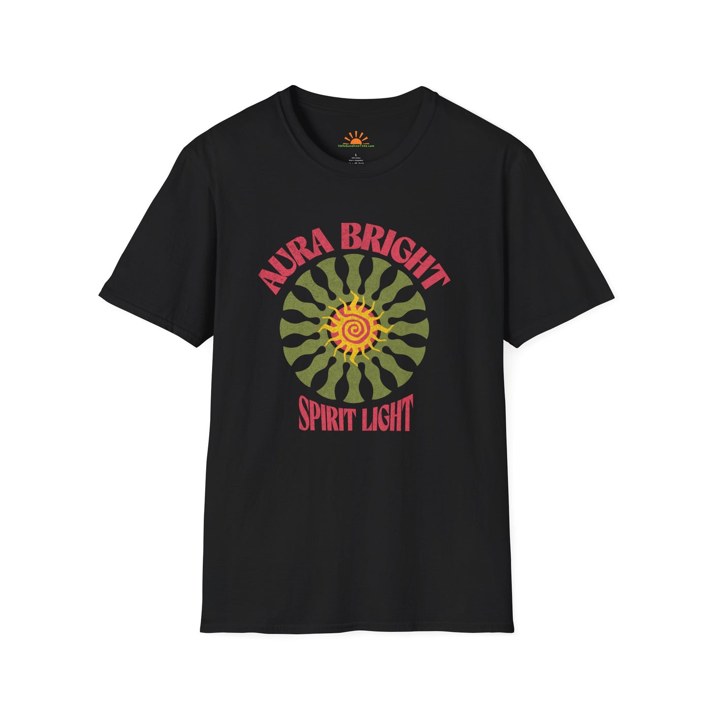 Retro Aura Bright Shirt – Spirit Light Sunburst Tee – Grunge Texture - Hello Sunshine Tees
