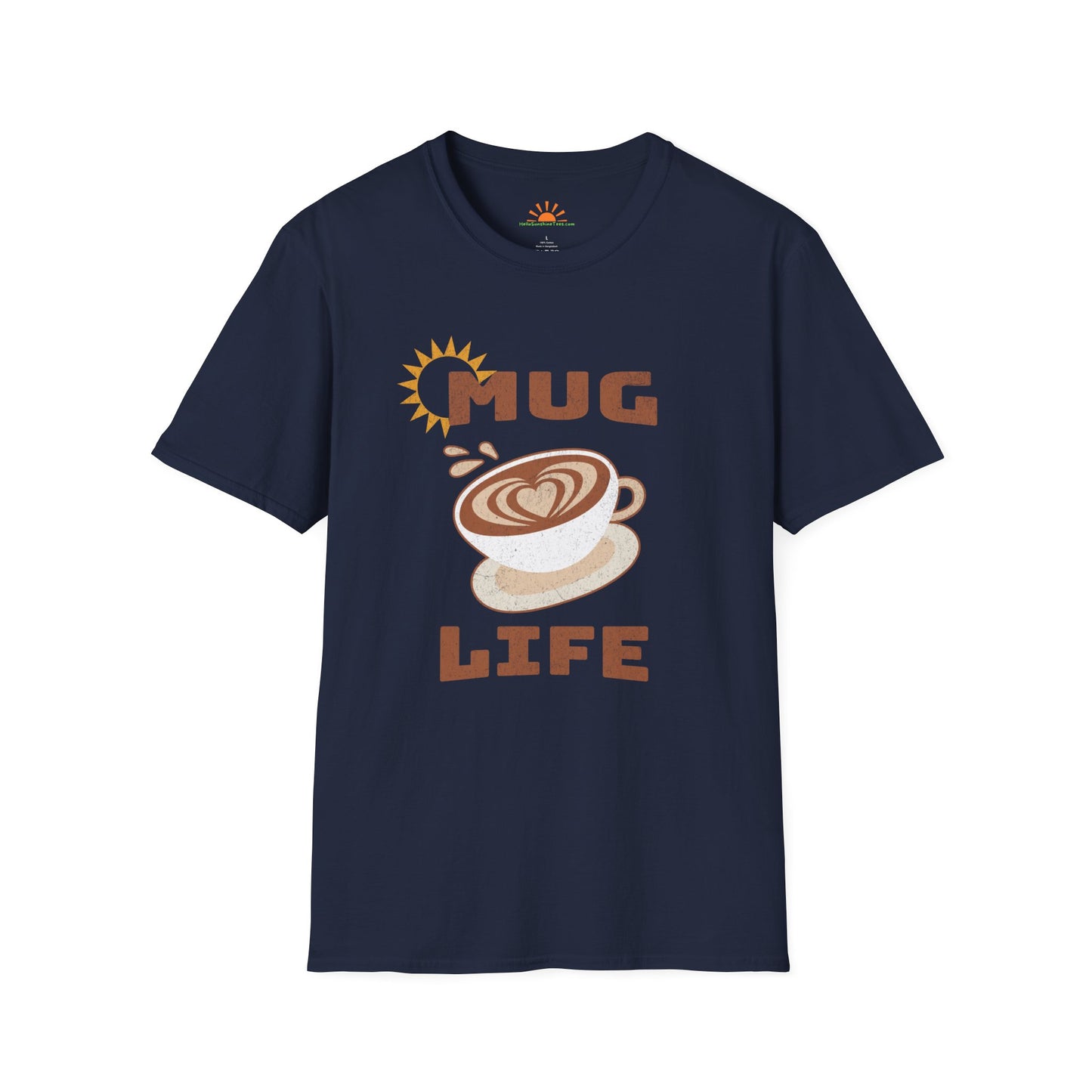 Mug Life Tee – Funny Barista Coffee Lover Shirt – Grunge Texture - Hello Sunshine Tees